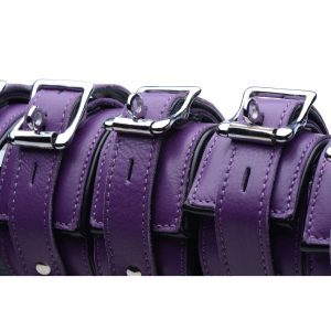 Purple 5 Piece Locking Leather Bondage Set