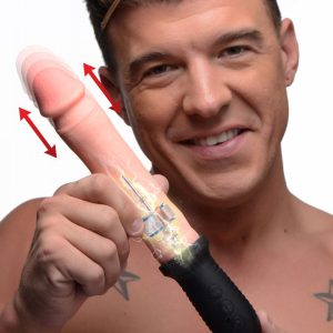 8X Auto Pounder Vibrating and Thrusting Dildo with Handle - Beige