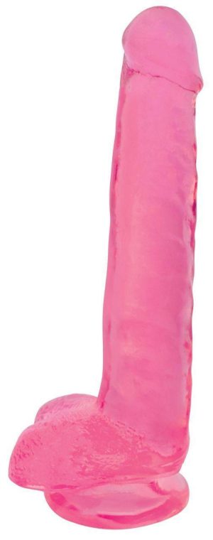 8 Inch Slim Stick with Balls Cherry Ice Dildo