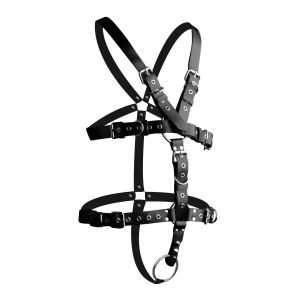 Strict Leather Body Harness with Cock Ring - Medium Large