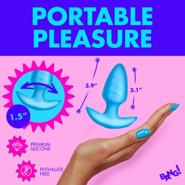 Rotating and Vibrating Silicone Butt Plug - Blue