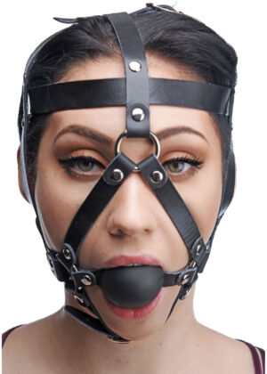 Leather Head Harness with Ball Gag